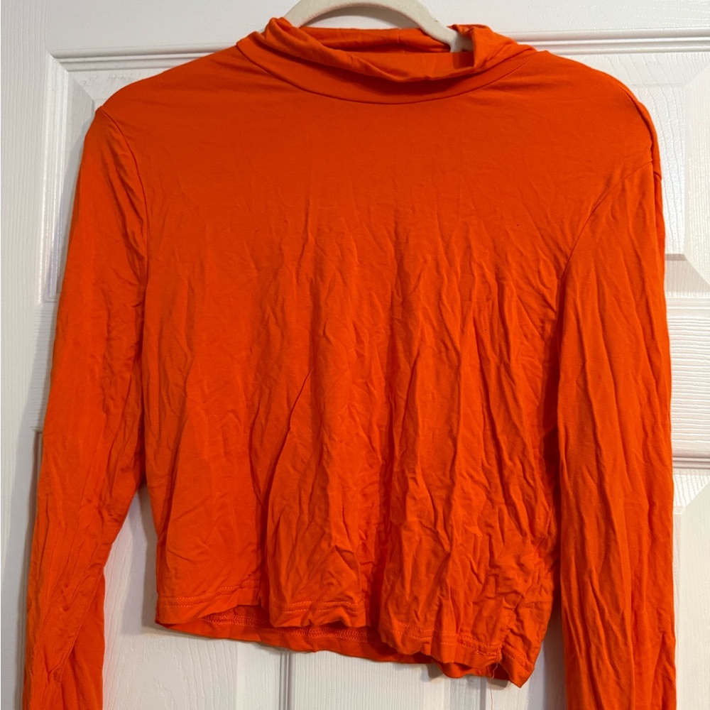 Orange Long Sleeve Crop Top